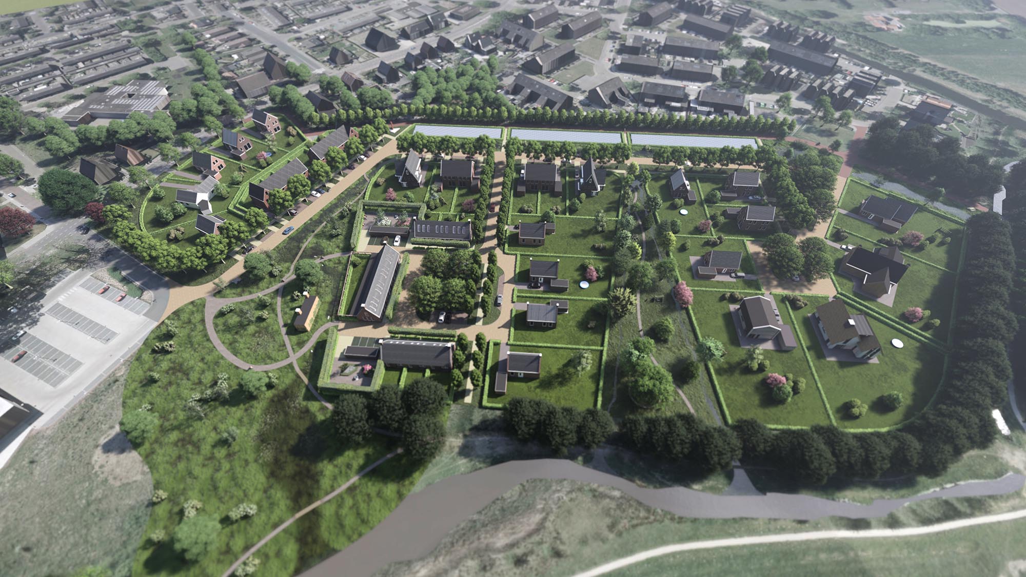 Visualisatie woonwijk drone